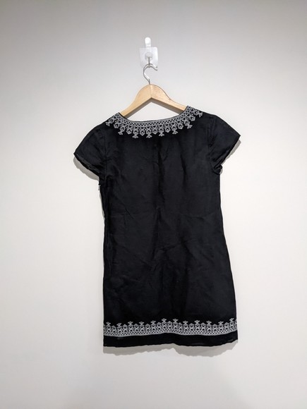 Vineyard Vines Black Embroidered Linen Blend Dress Size 4 - Picture 2 of 6